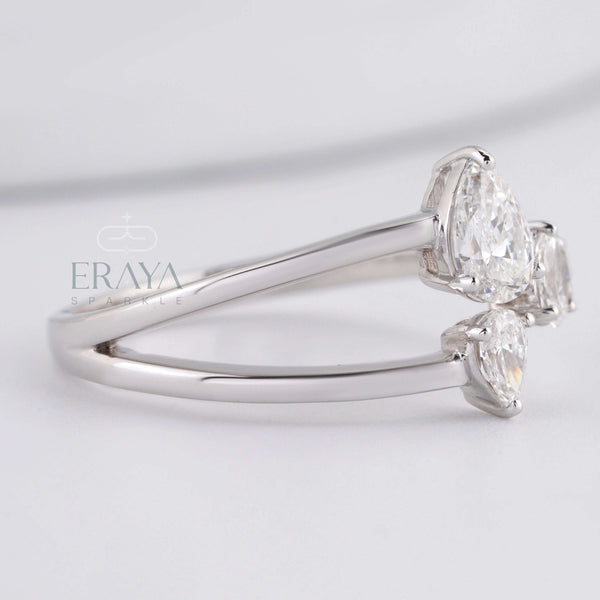 Pear Cut Band with LG Diamond Accent - Ring