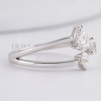 Pear Cut Band with LG Diamond Accent - Ring