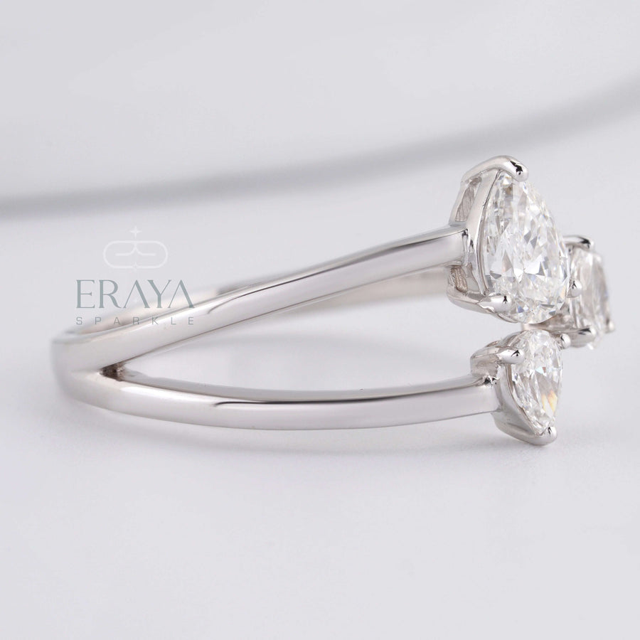 Pear Cut Band with LG Diamond Accent - Ring