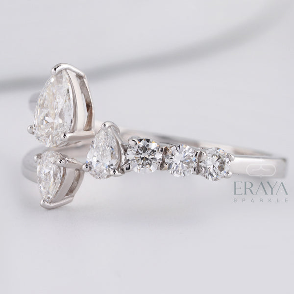 Pear Cut Band with LG Diamond Accent - Ring