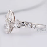 Pear Cut Band with LG Diamond Accent - Ring