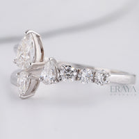 Pear Cut Band with LG Diamond Accent - Ring
