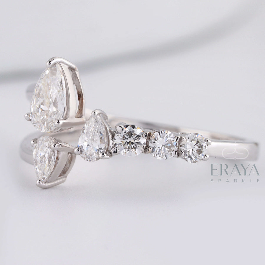 Pear Cut Band with LG Diamond Accent - Ring