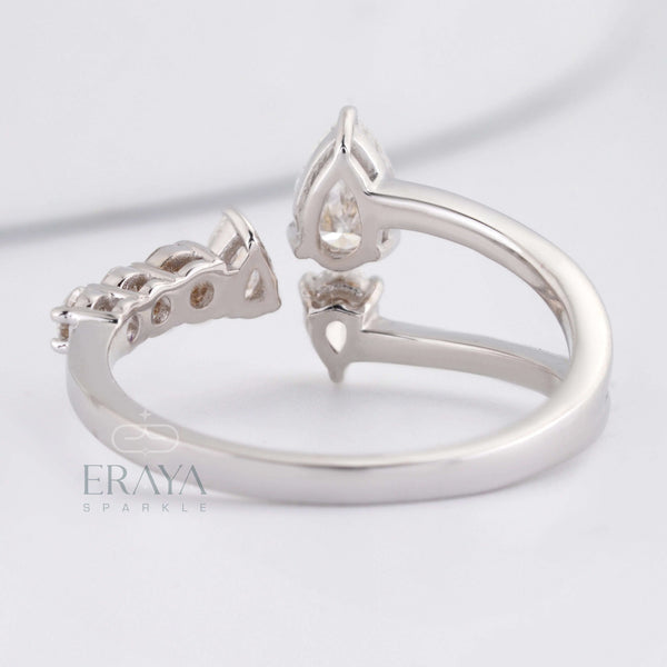 Pear Cut Band with LG Diamond Accent - Ring