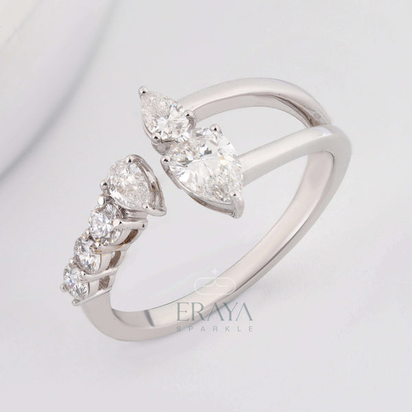 Pear Cut Band with LG Diamond Accent - Ring