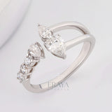 Pear Cut Band with LG Diamond Accent - Ring