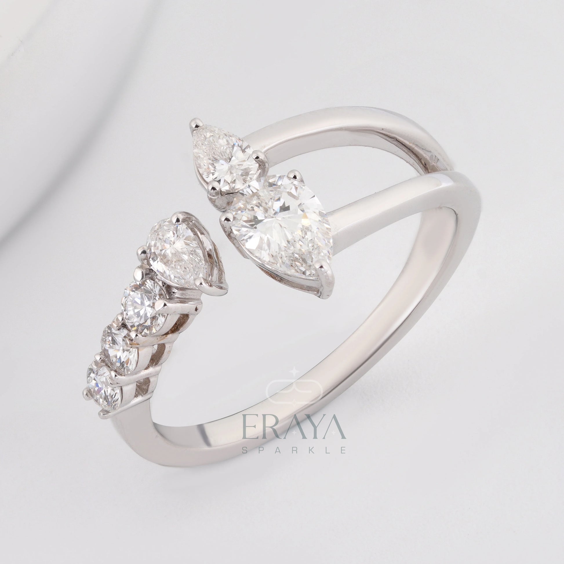 Pear Cut Band with LG Diamond Accent - erayasparkle