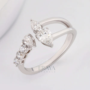 Pear Cut Band with LG Diamond Accent - Ring