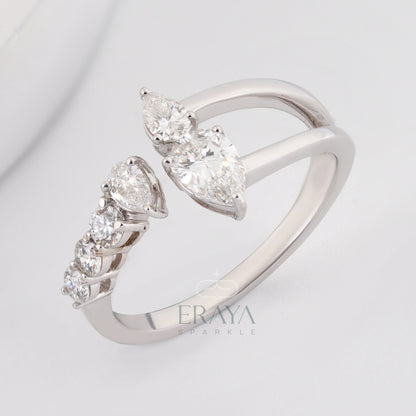 Pear Cut Band with LG Diamond Accent - erayasparkle