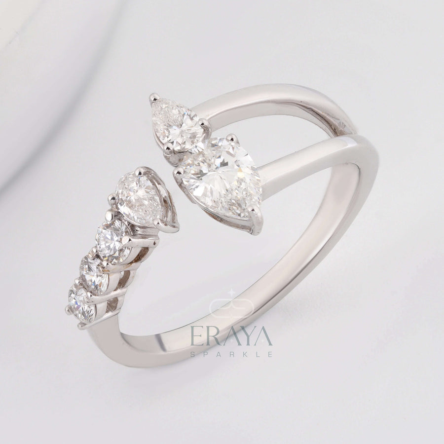 Pear Cut Band with LG Diamond Accent - Ring