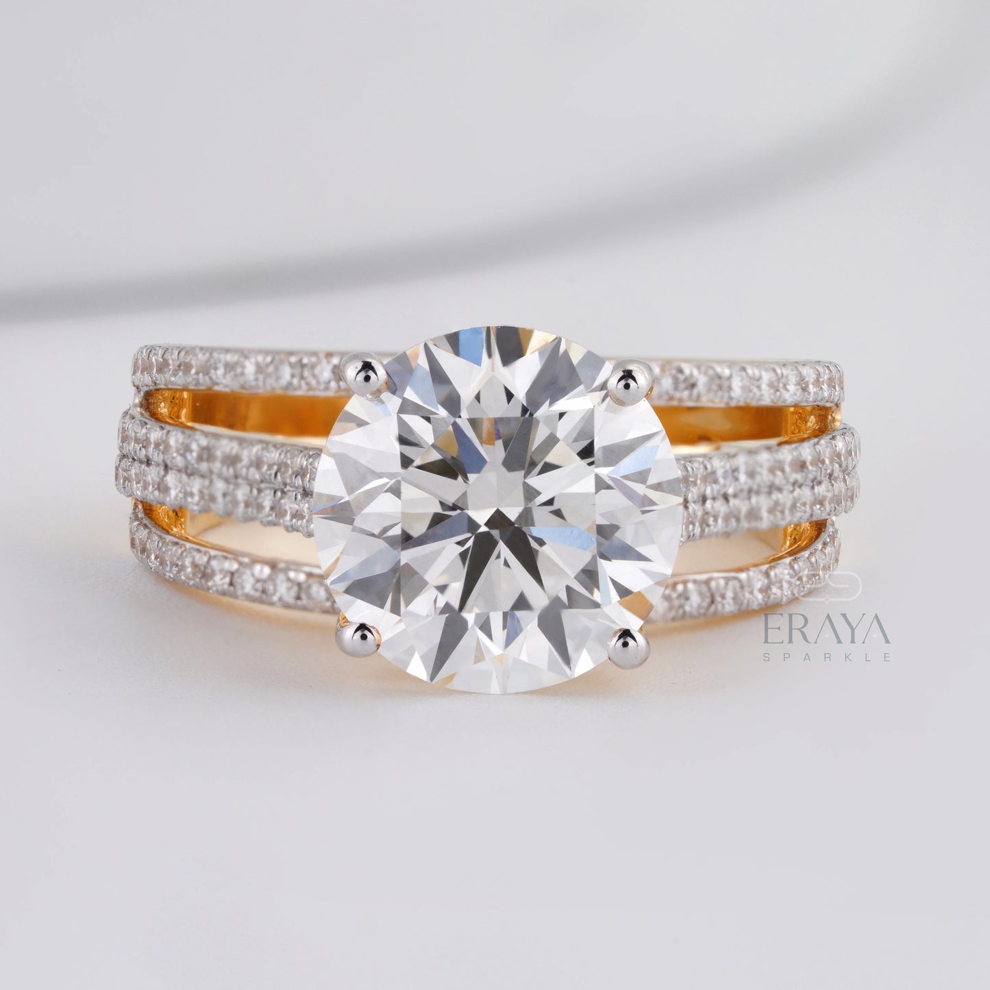 Round Bridal Ring with Diamond - erayasparkle