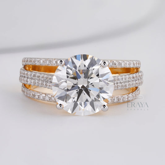 Round Bridal Ring with Diamond - erayasparkle