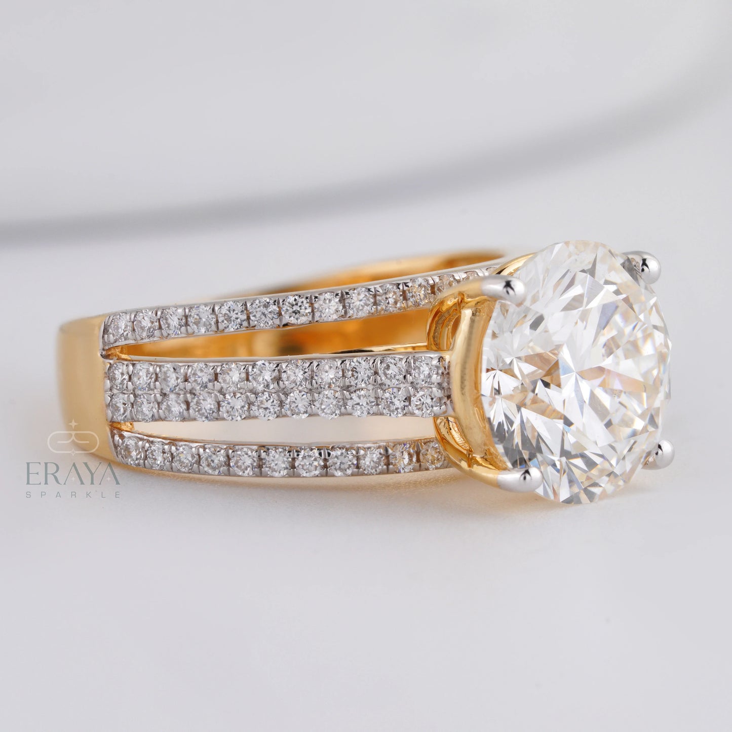Round Bridal Ring with Diamond - erayasparkle