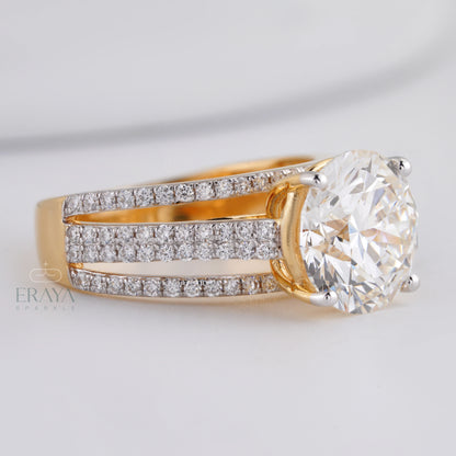 Round Bridal Ring with Diamond - erayasparkle