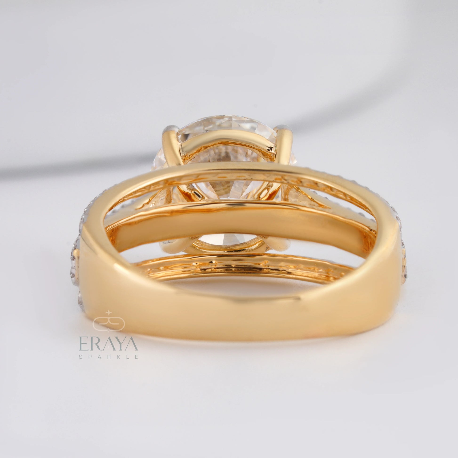 Round Bridal Ring with Diamond - erayasparkle