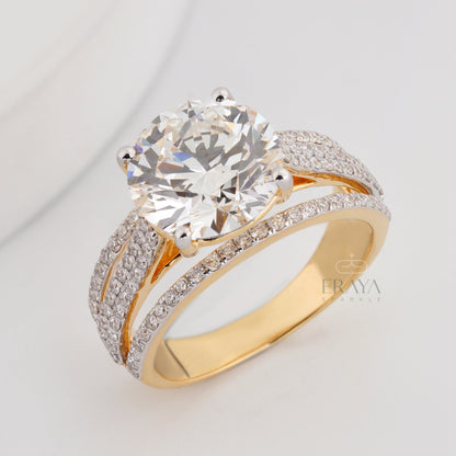 Round Bridal Ring with Diamond - erayasparkle