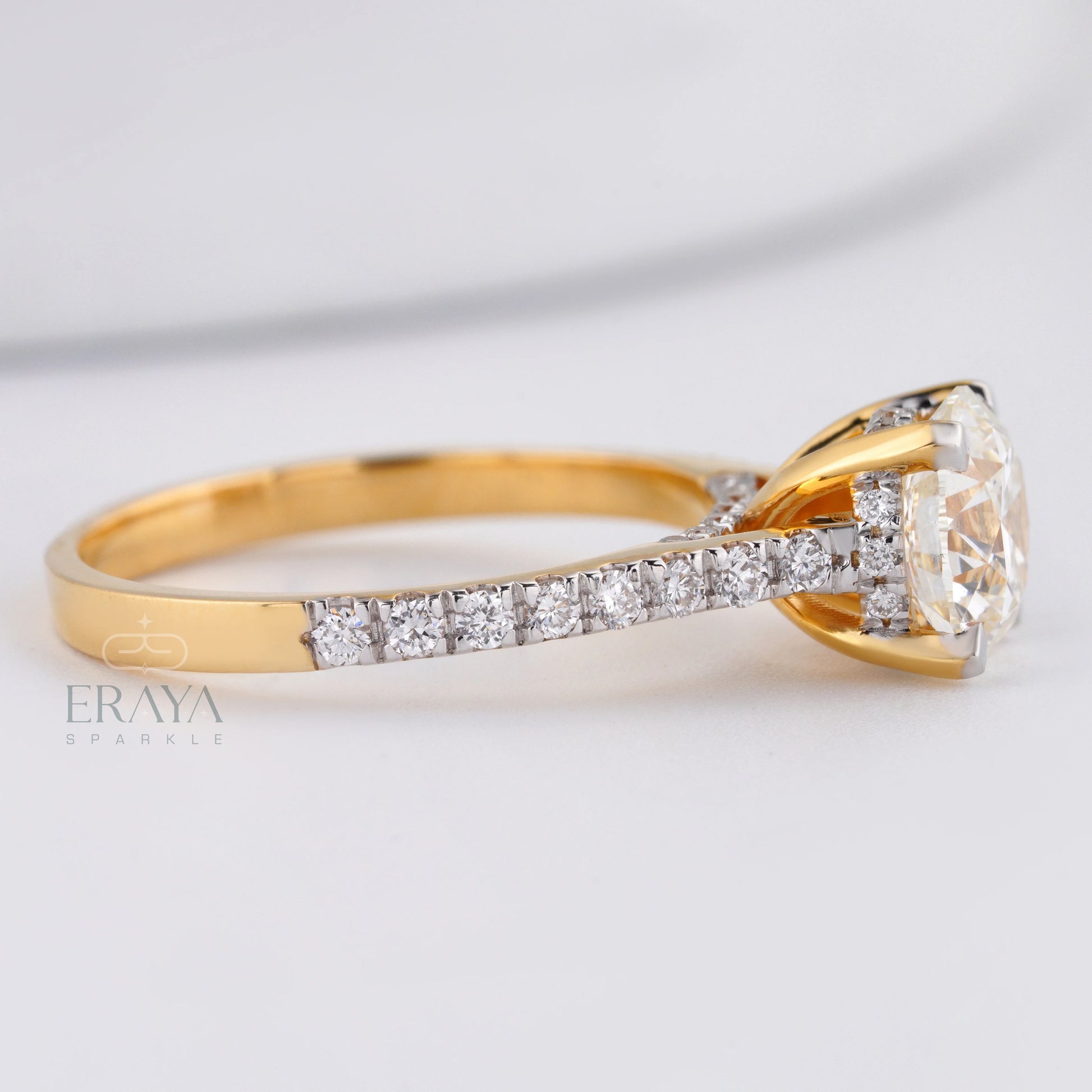 7.30MM Solitaire with LG Diamond Halo Ring - erayasparkle