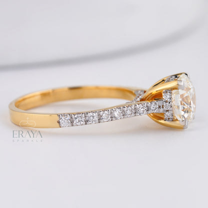 7.30MM Solitaire with LG Diamond Halo Ring - erayasparkle