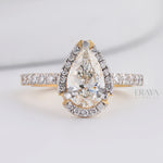 Pear Cut Halo with Lab Diamond Ring - Ring