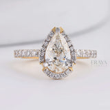 Pear Cut Halo with Lab Diamond Ring - Ring