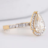 Pear Cut Halo with Lab Diamond Ring - Ring