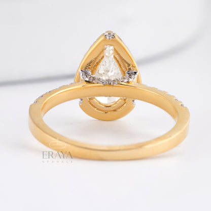 Pear Cut Halo with Lab Diamond Ring - erayasparkle