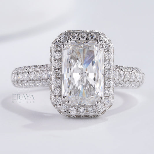 Emerald Halo Solitaire – Emerald Diamond Ring - erayasparkle