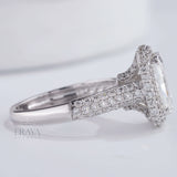 Emerald Halo Solitaire – Emerald Diamond Ring - Ring