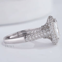 Emerald Halo Solitaire – Emerald Diamond Ring - Ring
