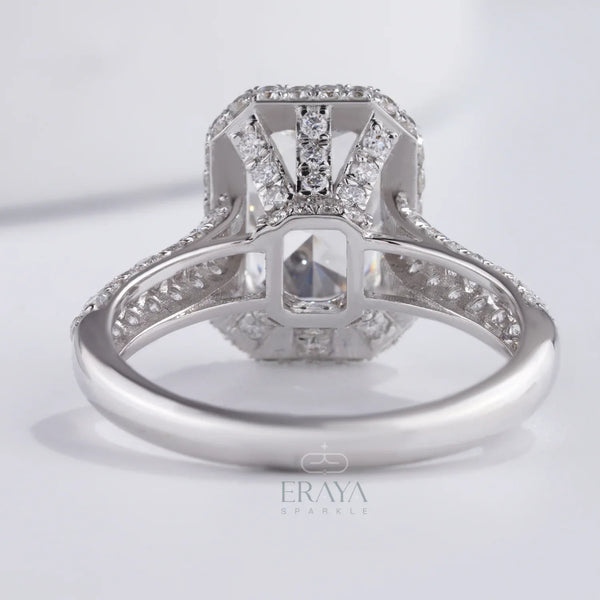 Emerald Halo Solitaire – Emerald Diamond Ring - Ring