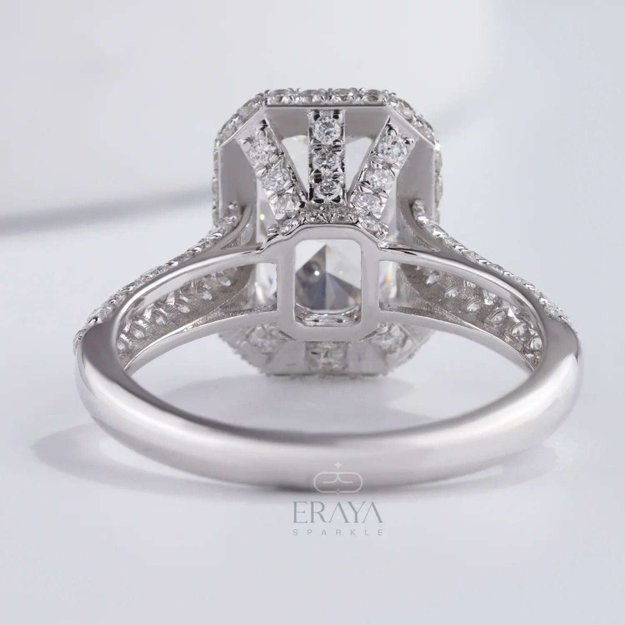 Emerald Halo Solitaire – Emerald Diamond Ring - Ring