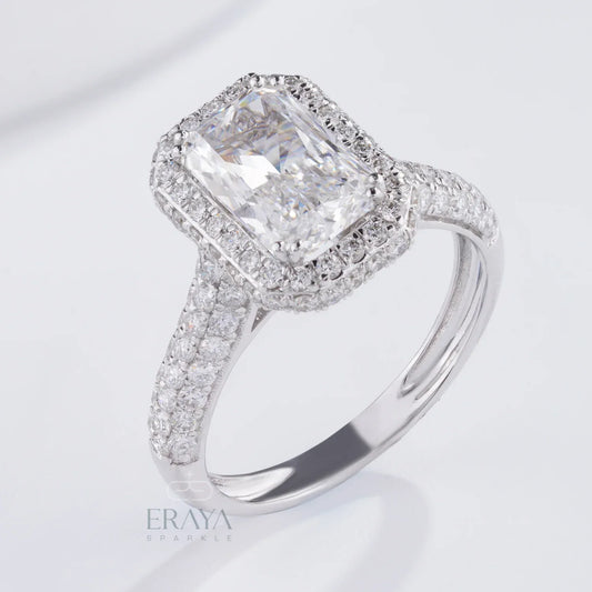 Emerald Halo Solitaire – Emerald Diamond Ring - erayasparkle