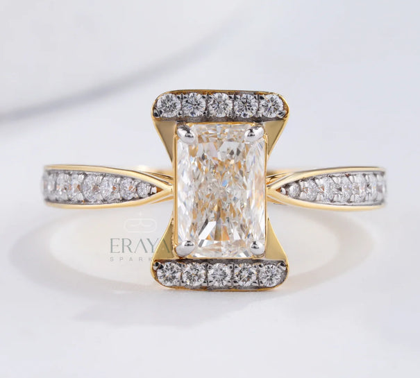 Radiant Pavé Ring with Lab-Grown Diamond - Ring