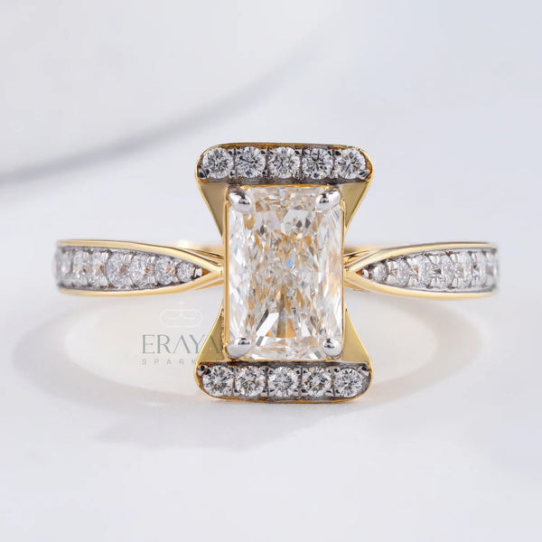 Radiant Pavé Ring with Lab-Grown Diamond - Ring