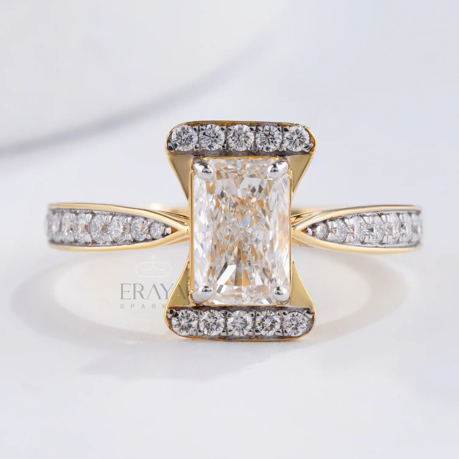 Radiant Pavé Ring with Lab-Grown Diamond - erayasparkle