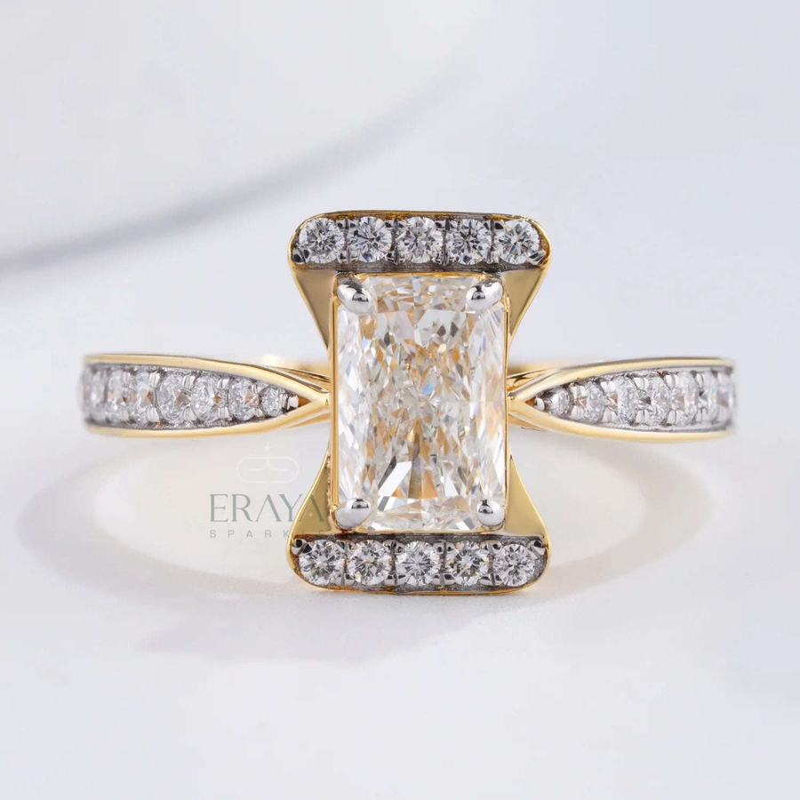 Radiant Pavé Ring with Lab-Grown Diamond - Ring