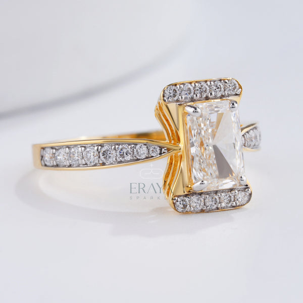 Radiant Pavé Ring with Lab-Grown Diamond - Ring