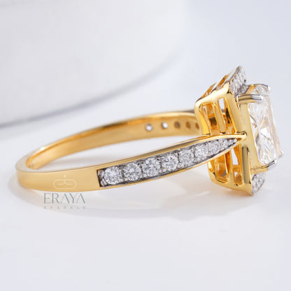 Radiant Pavé Ring with Lab-Grown Diamond - erayasparkle