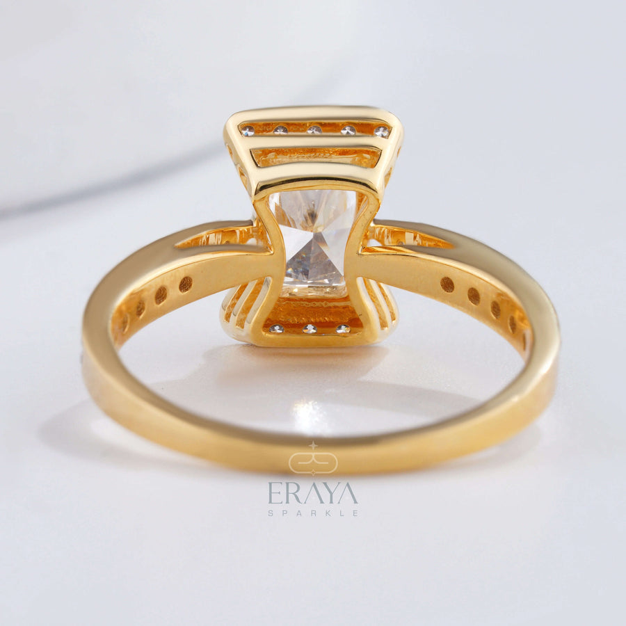 Radiant Pavé Ring with Lab-Grown Diamond - Ring