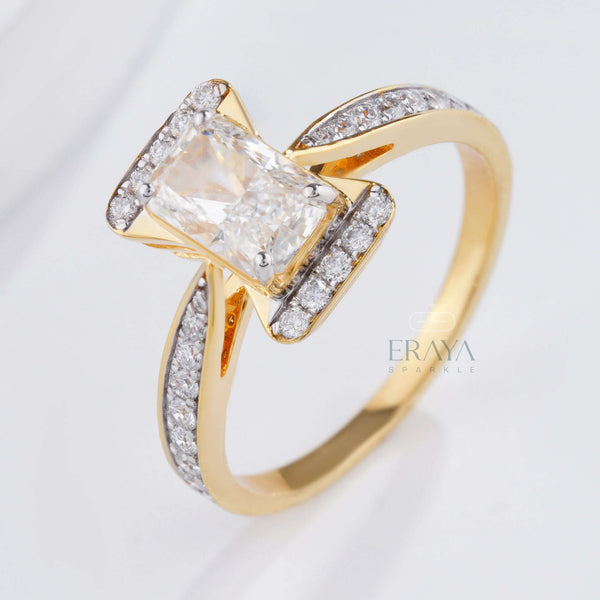 Radiant Pavé Ring with Lab-Grown Diamond - Ring