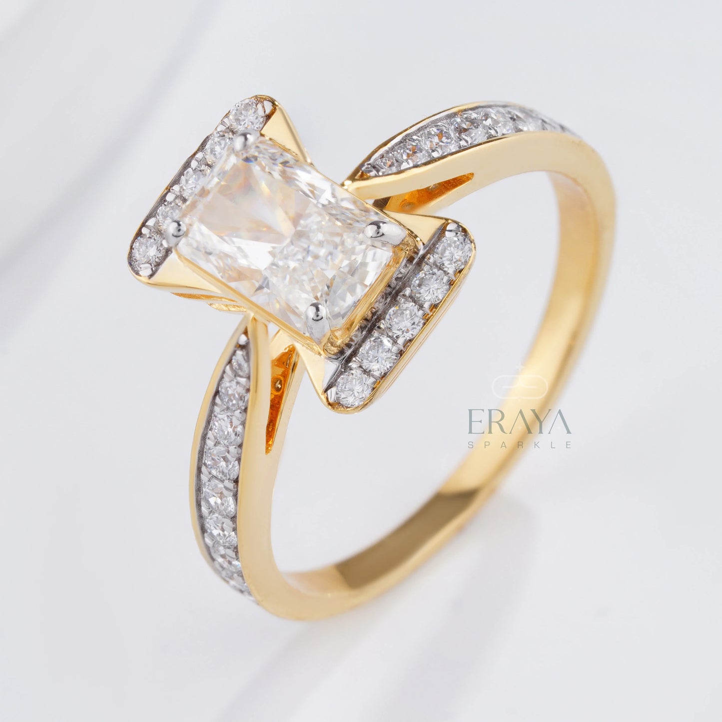 Radiant Pavé Ring with Lab-Grown Diamond - erayasparkle