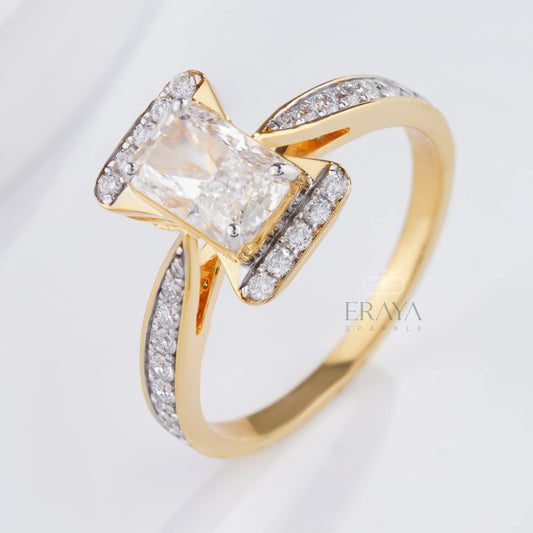 Radiant Pavé Ring with Lab-Grown Diamond - erayasparkle