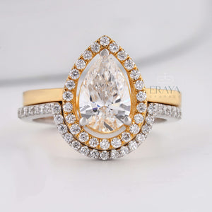 Stack Ring Set Two-Tone –Pear Cut Engagement Ring - Ring