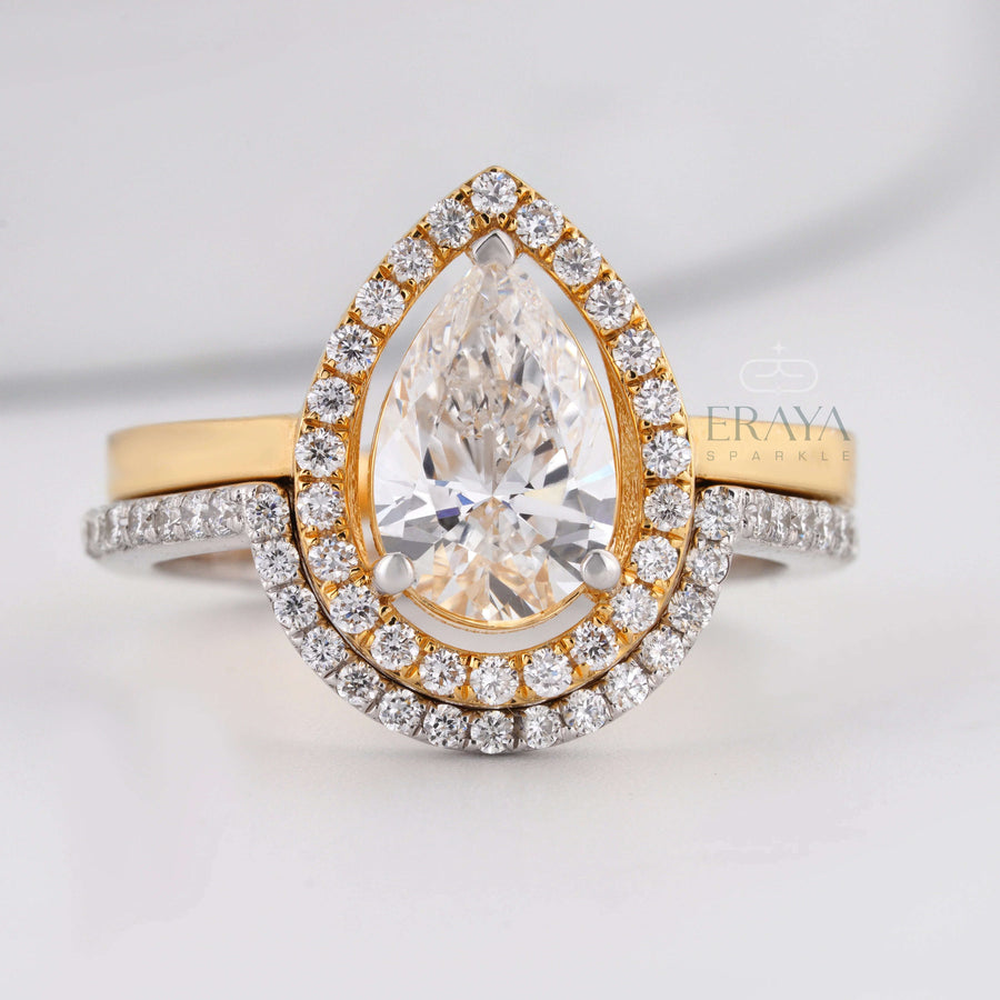 Stack Ring Set Two-Tone –Pear Cut Engagement Ring - Ring