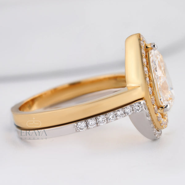 Stack Ring Set Two-Tone –Pear Cut Engagement Ring - Ring