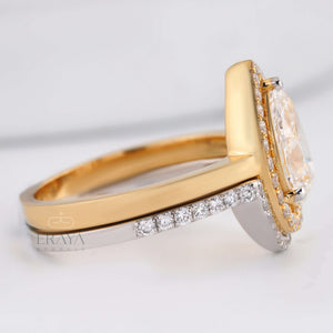 Stack Ring Set Two-Tone –Pear Cut Engagement Ring - Ring