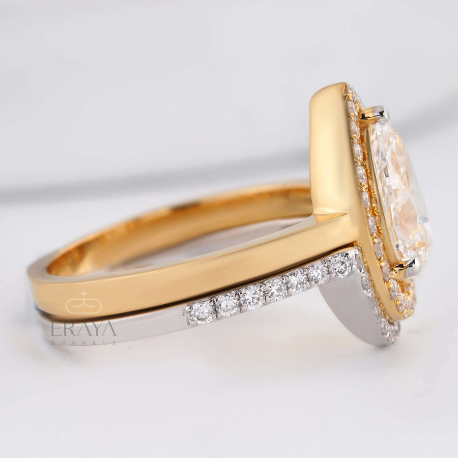 Stack Ring Set Two-Tone –Pear Cut Engagement Ring - Ring
