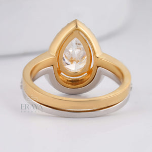 Stack Ring Set Two-Tone –Pear Cut Engagement Ring - Ring