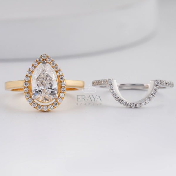 Stack Ring Set Two-Tone –Pear Cut Engagement Ring - Ring