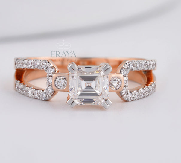 Square emerald cut diamond Ring - Ring